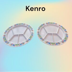 Set of 2 Vintage KENRO Melamine 10" Sectioned Plates